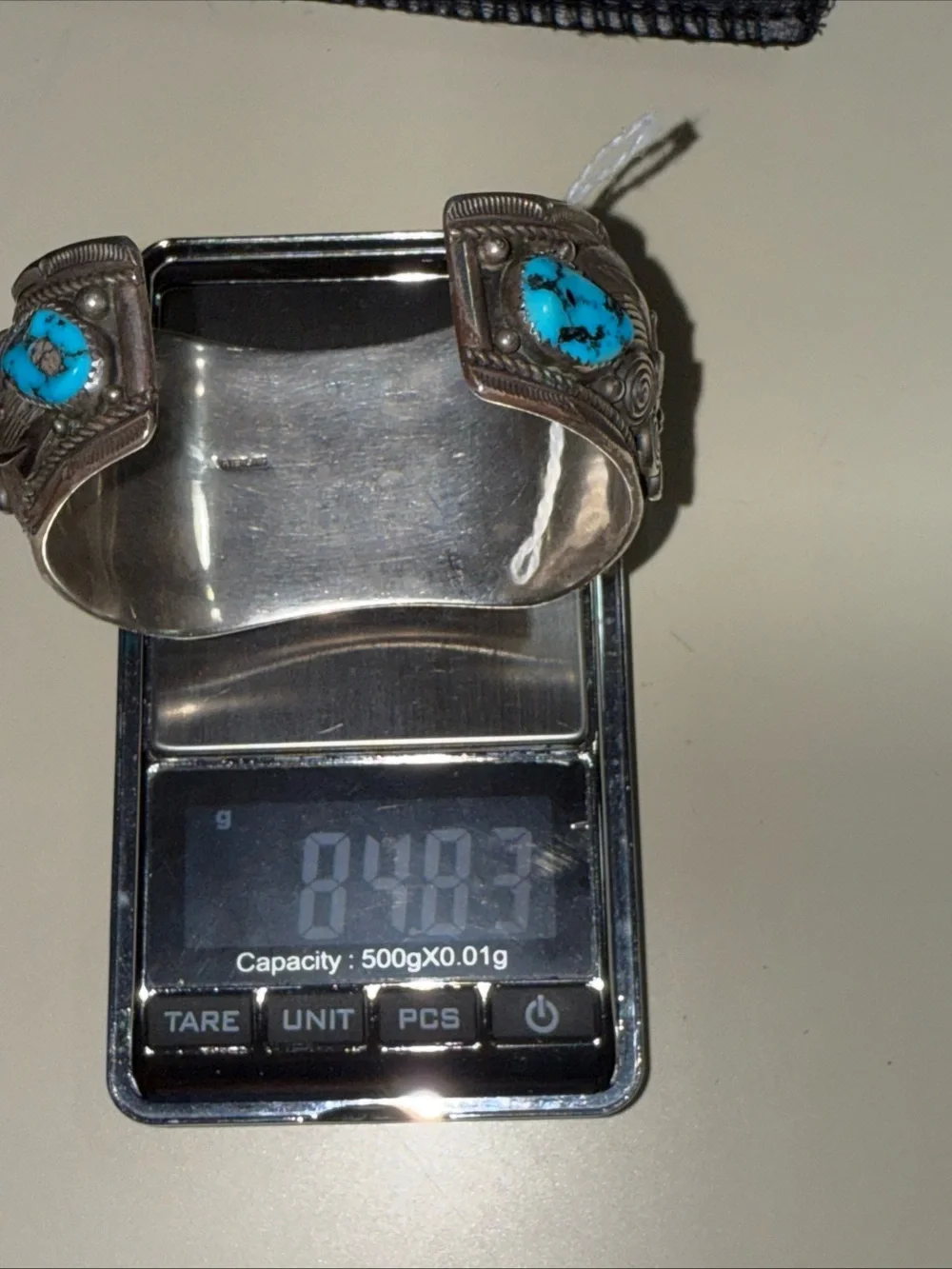 Vintage Sterling Silver Navajo Turquoise and coral inlay cuff watch